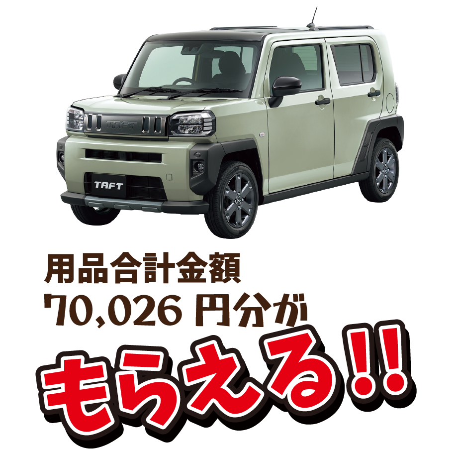 タフトの用品 合計70,026円が貰える!